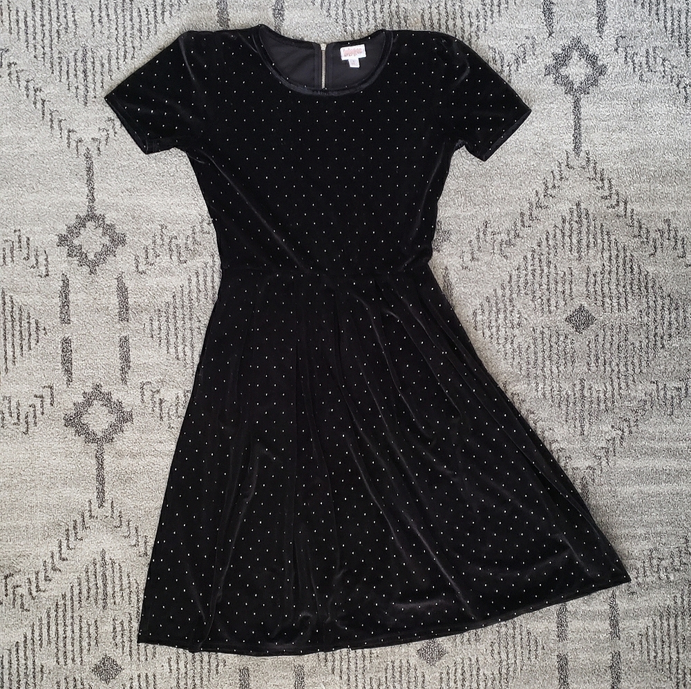 LuLaRoe Black Velvet Studded Dress